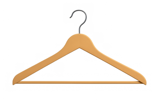 Wooden clothes hanger with metal hook, a fashion accessory and wardrobe item for organizing garments and clothing - Powered by Adobe