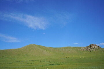 landscape with blue sky In mongolia