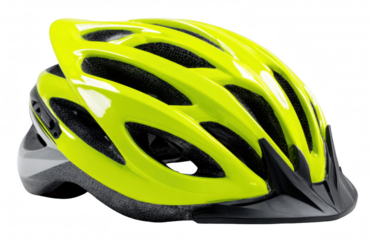 Bicycle helmet isolated on transparent background, sport style, visible straps and vents, studio shot