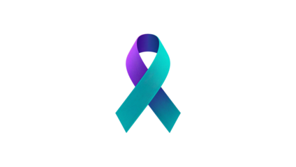 Suicide prevention awareness ribbon isolated for mental health support isoleted on transparent background
