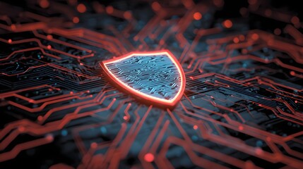 Cybersecurity Shield Protecting a Digital Network of Data.