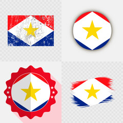 Saba National Flag Icon Collection.
