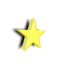 3D Yellow Star Icon with Soft Shadow on White Background
