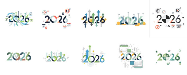 Financial Planning Business Plan 2026 Vector Collection Modern Flat Design for Investment Growth Strategy Schedule