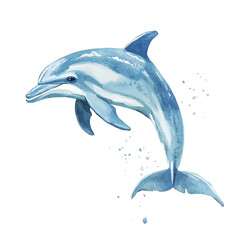 Watercolor_style_painting_of_a_dolphin_on_a_white_background, Hand-painted watercolor design, vectorized, painting style, vector set available in EPS format