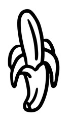 Hand drawn banana outline for healthy snack, protein, fruit, kid colouring book, running competition, marathon, people, diet, exercise, sport, activity, lifestyle, hobby, grocery shopping, supermarket