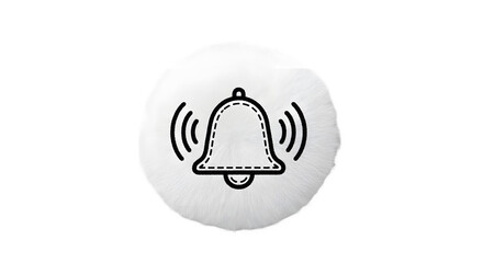 A simple bell icon on a fluffy white surface against white background on transparent background
