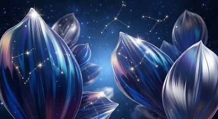 Celestial bloom: A mesmerizing fusion of cosmic constellations and ethereal flora in an artistic display