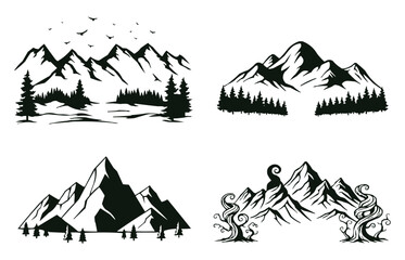 Mountain Silhouette Vector Collection