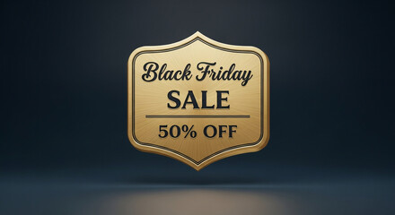 Obraz premium Announce your Black Friday deals with this striking golden 50% off sale badge, perfect for grabbing attention and driving sales for your store now
