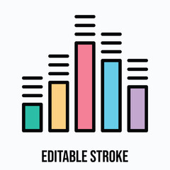 Audio Equalizer Vector Icon Illustration, Lineal Colour Icon