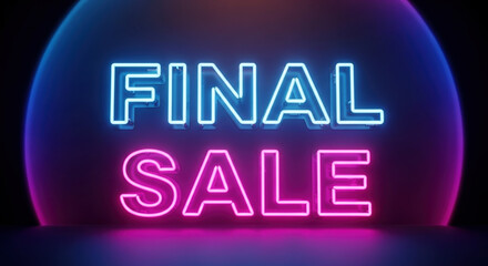 Obraz premium Final sale neon sign with blue and pink glowing letters on dark background
