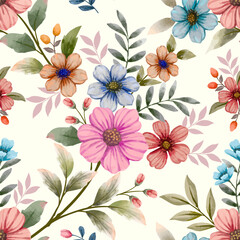 Pink floral seamless pattern with blossoms on light yellow background for fabric textile fashion design print background.