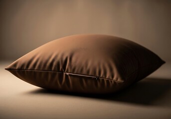 Elegant Brown Pillow on a Soft Background, Serene Home Decor Still Life