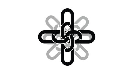 Fototapeta premium Interconnected abstract links forming a central cross shape with radiating elements