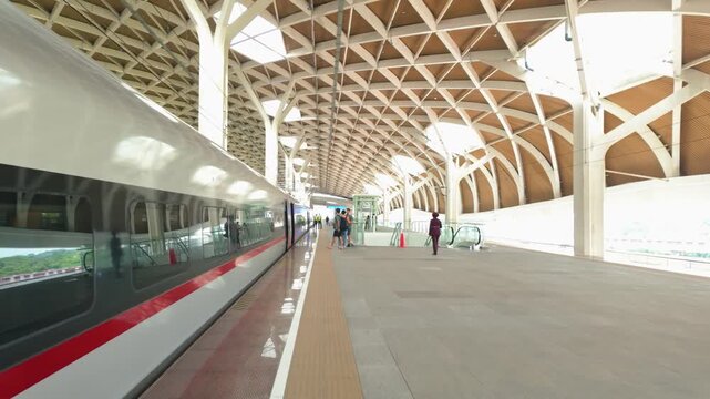 The appearance of the Indonesia-China high-speed train from Jakarta to Bandung is getting ready at Halim Station, Jakarta.