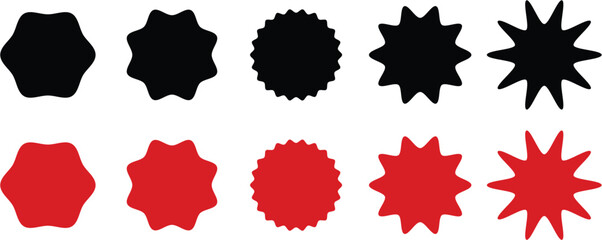 Pattern of Hexagon, Circle, and Star Icons in Two Colors.