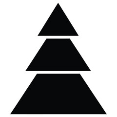 Geometric Black Silhouette of a Stylized Christmas Tree Composed of Three Trapezoids abstract black and white