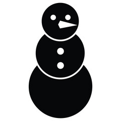 Simple Black Silhouette of a Snowman with Three White Buttons illustration