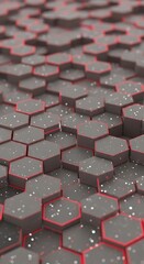 Futuristic Honeycomb Grid Surface with Dusted Particles and Glowing Edges