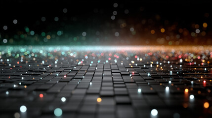 black keyboard illuminated with vibrant colored lights, sleek design, modern aesthetic, soft bokeh background,