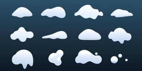 Cartoon snowdrift shapes for winter design elements and game assets