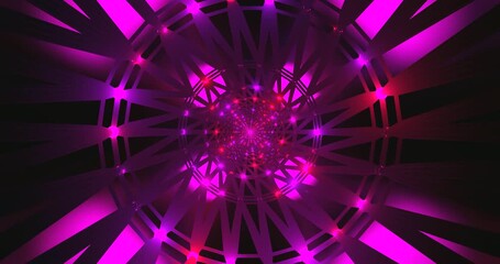 Vibrant tunnel video loop creating a captivating light display with seamless motion in vivid pink and purple shades
