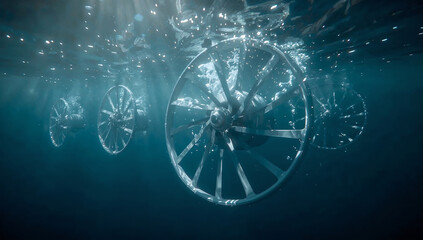 Tidal Energy Turbines Beneath Ocean Waves