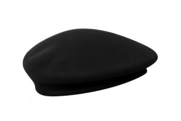 Black beret resting on transparent background, classic flat cap style headwear, fashionable accessory for men and women