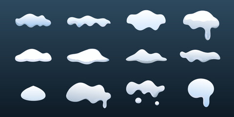 Cartoon snow caps and drips illustration on dark background