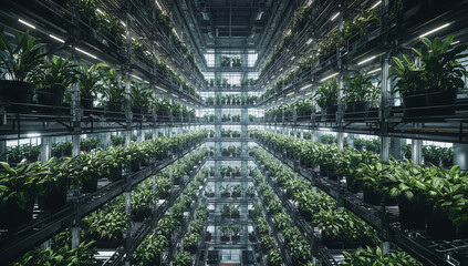 Vertical Farm Skyscraper with LED Hydroponics