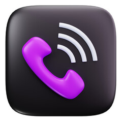 3D Purple Incoming Voice Calling Icon