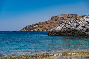 Rocky coastline with visible water range during tides
