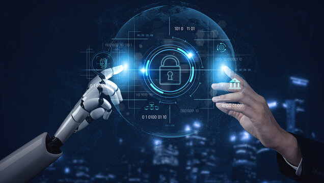 AI securing digital access through biometric authentication, protecting identity, monitoring threats, and enhancing cybersecurity system infrastructure with intelligent automation. Vouch - Powered by Adobe