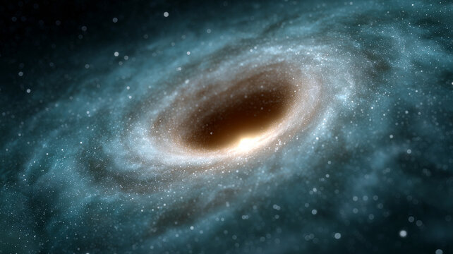 A swirling galaxy with a bright center in deep space.