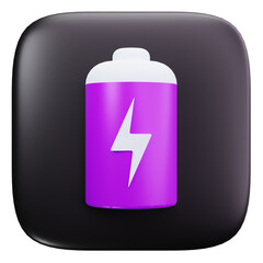 3D Purple Battery Energy Power Icon