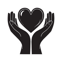 Fototapeta premium Hands Holding Heart Icon – Symbol of Care and Love in Vector Style