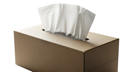 Tissue box with white tissues on black background for hygiene and cleanliness concepts