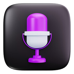 3D Voice Recording Microphone Control Icon