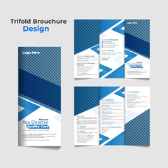Creative Modern Corporate Business Trifold Brochure Template — Simple, Professional Tri-Fold Layout with Replaceable Image