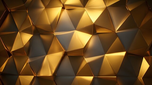 Luxurious gold metallic surface with a geometric triangle pattern. - Powered by Adobe