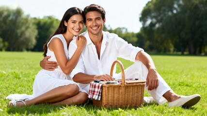 Couple enjoying picnic in park