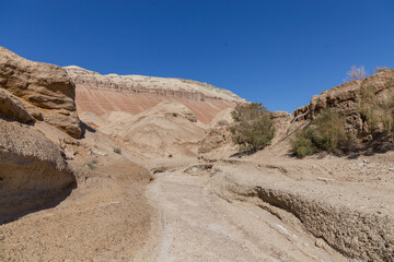 Fototapeta premium Aktau mountains in the Altyn-Emel (or Altyn Emel) national park. Zhetysu region, Kazakhstan.