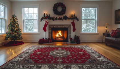 Classic luxury living room interior design with antique furniture, fireplace, and window light