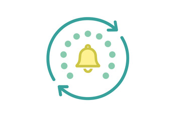 Notification bell icon with circular refresh arrow and dots symbolizing continuous update or recurring alert