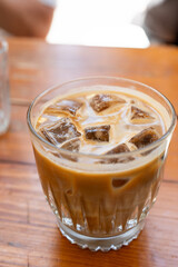 glass of iced coffee with milk