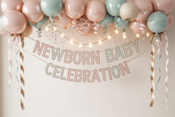 Celebrate new beginnings with this charming pastel balloon garland, perfect for announcing a precious newborn baby's arrival or creating a heartwarming baby shower