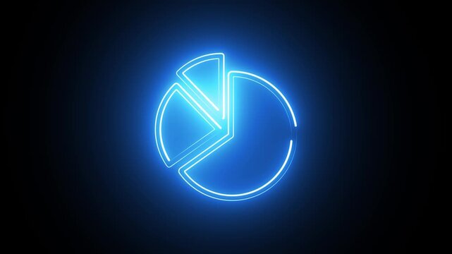 Blue Neon Glowing Pie Chart Animation for Business Presentation, Statistical Data, and Digital Infographic
