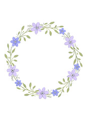 Floral Wreath with Pink and Blue Flowers