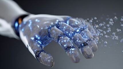A futuristic glove controlling digital molecules in mid-air